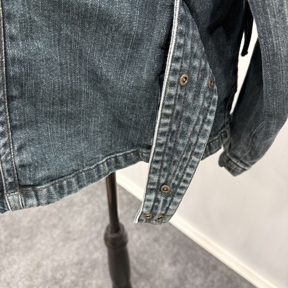 VTG Harley Davidson Women's 2W Blue Denim Embroidered Biker Motorcycle Jacket - Picture 6 of 8